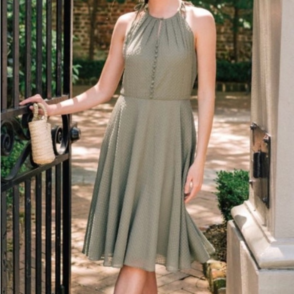 Elegant Green Halter Dress